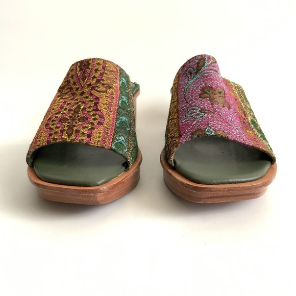 Naked Feet Mules Square-toe Fabric Platform Wedge - Picture 5 of 13